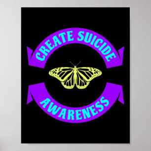 Schaffen Sie Selbstmord-Bewusstsein Ribbon Butterf Poster