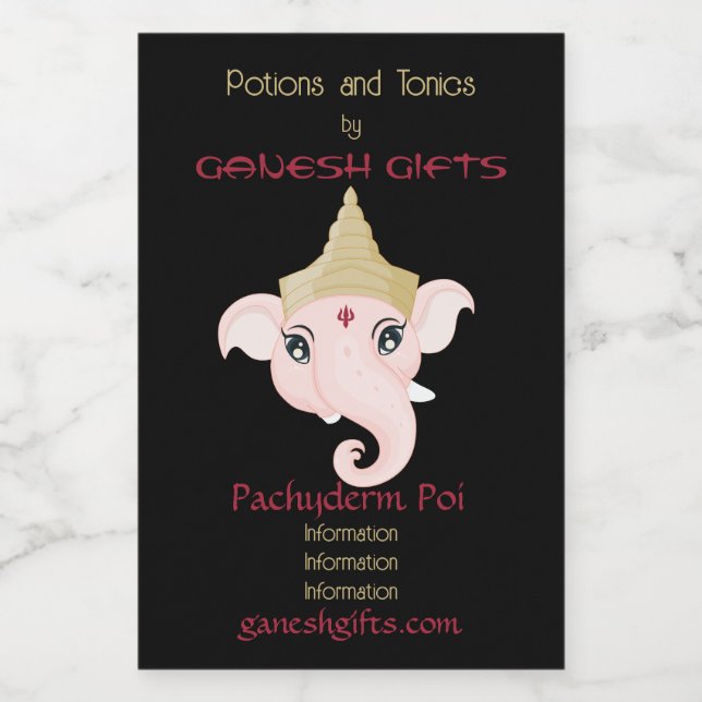 Schaffen Sie sich Ihr eigenes farbenfrohes Ganesh Weinetikett (Einzelnes Label)