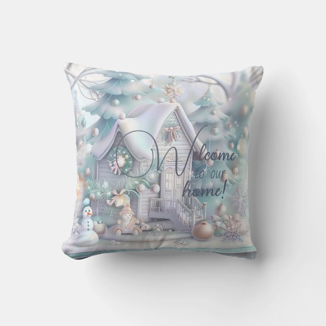 Schaffen Sie sich Ihre eigene Winterschnee-Hütte Kissen (Vorderseite)