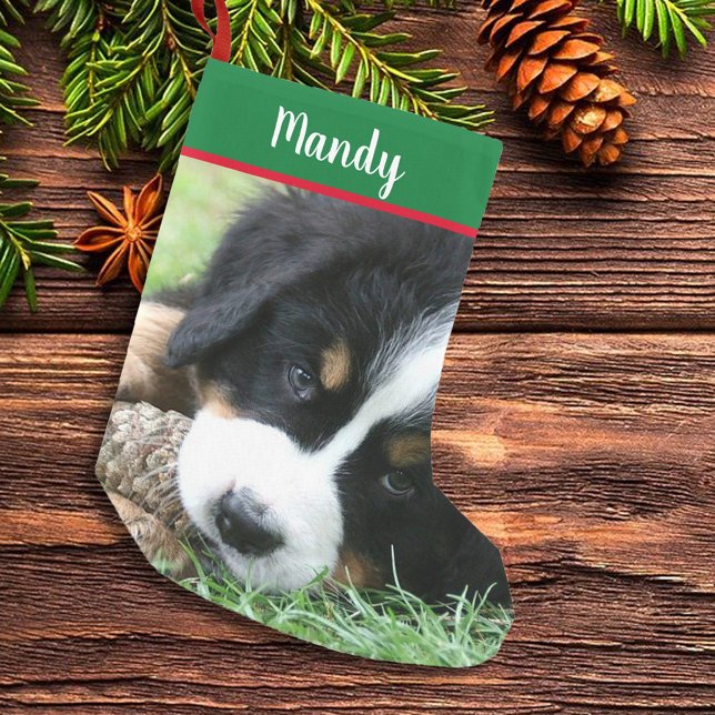 Schaffen Sie sich Ihre eigenen Foto-Hundeschlitten Kleiner Weihnachtsstrumpf (Create your own full photo, Christmas stocking. Beautiful stocking with your own photo and name.)