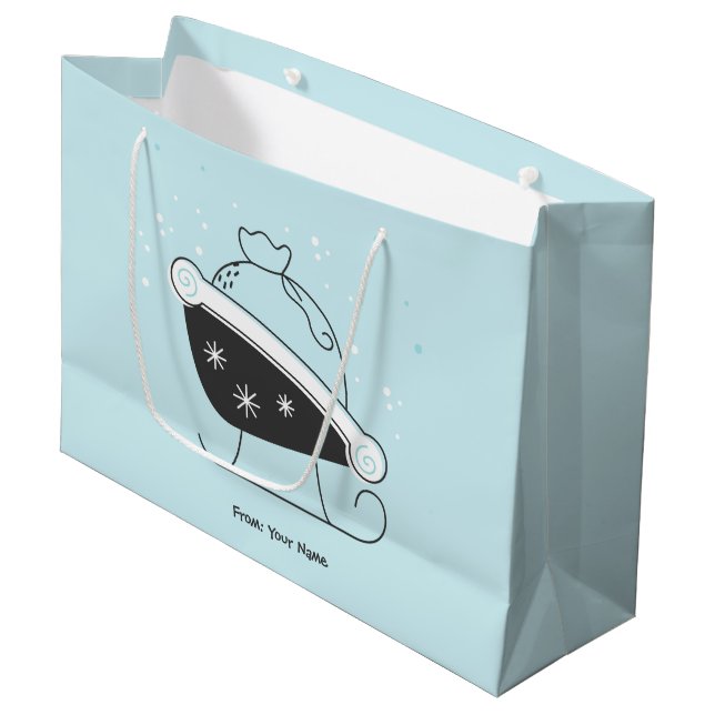 Schaffen Sie Weihnachten für Ihren Weihnachtsmann Große Geschenktüte (Vorderseite Schrägansicht)