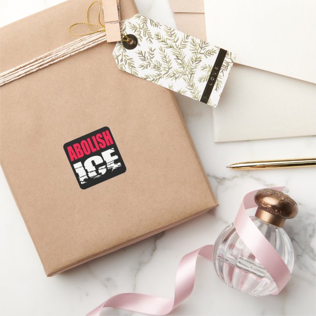 Schafft ICE ab Quadratischer Aufkleber (Schenken)