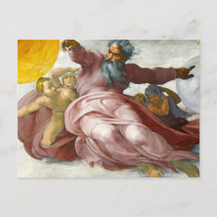 Schaffung der Sonne durch Michelangelo Postkarte