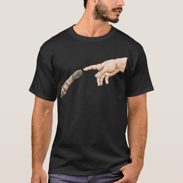 Schaffung von Adam Hands Cat Michelangelo Touch vo T-Shirt (Vorderseite)