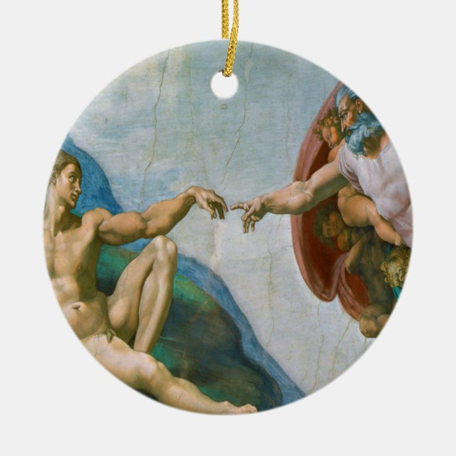 Schaffung von Adam - Michelangelo 1475 - 1564 Keramik Ornament (Vorne)