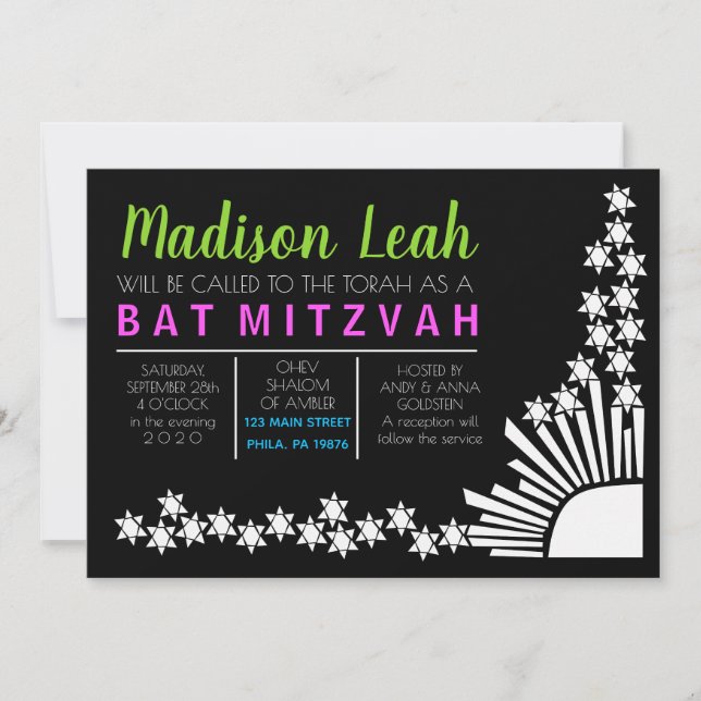 Schaffung von Bar Bat Mitzvah Einladung (Vorderseite)