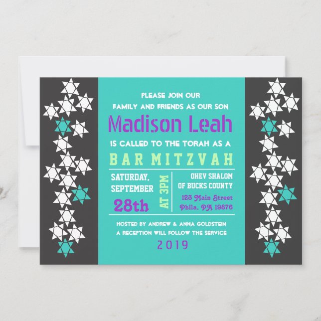 Schaffung von Bar Bat Mitzvah Einladung (Vorderseite)