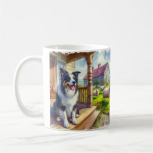 Schafhof mit Border Collie-Hund-Tasse Kaffeetasse