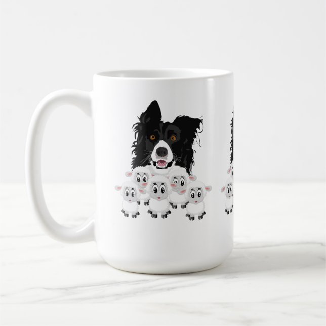 Schafhunde und Schafe Kaffeetasse (Links)