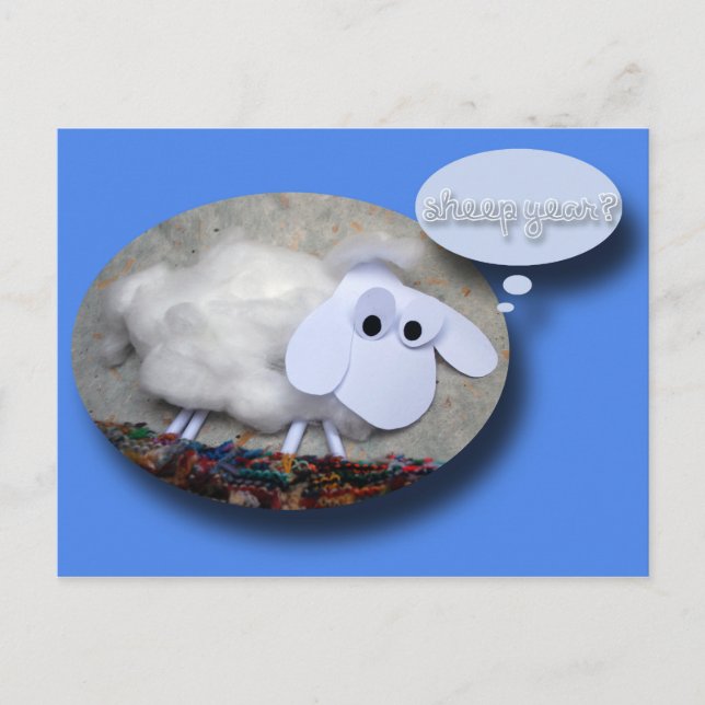 Schafjahr Niedliches chinesisches Neujahr Geburtst Feiertagspostkarte (Vorderseite)