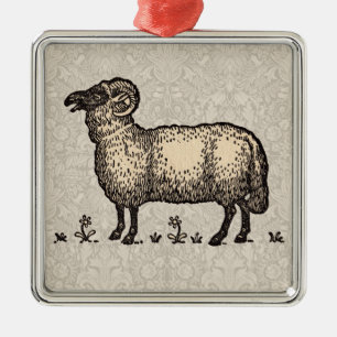 Schaflammfarm Vintag Silbernes Ornament