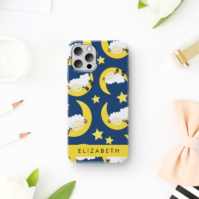 Schafmuster, schlafende Schafe, Mond, Ihr Name Case-Mate iPhone Hülle (Von Creator hochgeladen)
