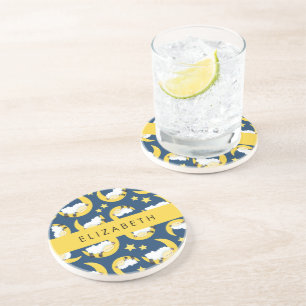 Schafmuster, schlafende Schafe, Mond, Ihr Name Getränkeuntersetzer