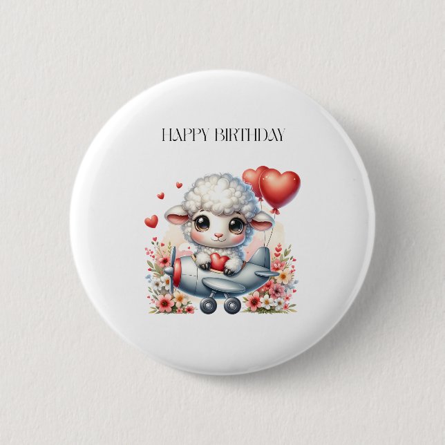Schafpilot Geburtstag Button (Vorderseite)