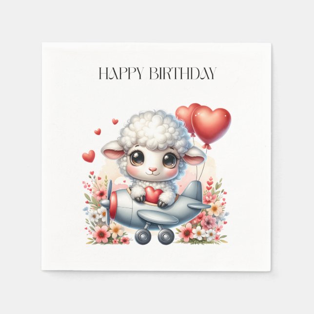 Schafpilot Geburtstag Serviette (Vorderseite)