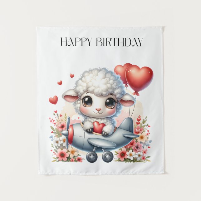 Schafpilot Geburtstag Wandteppich (Vorderseite)