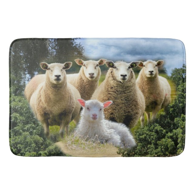 Schafschaf Herde Baby Lamb Schaffarm Badematte (Vorderseite)