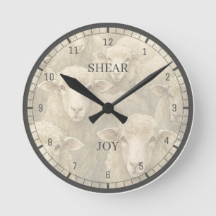 Schafskunst Shear Joy Benutzerdefiniert Runde Wanduhr