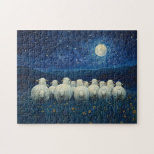 Schafsternenmalerei in der Nacht Puzzle