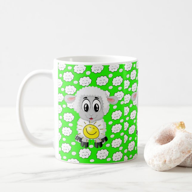 Schafwolken Sun Green Tasse (Mit Donut)