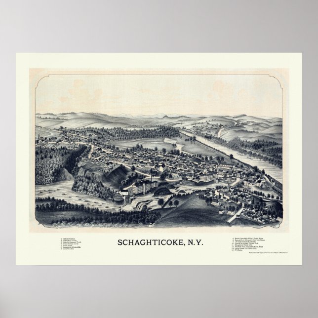 Schaghticoke, NY Panorama Karte - 1889 Poster (Vorne)