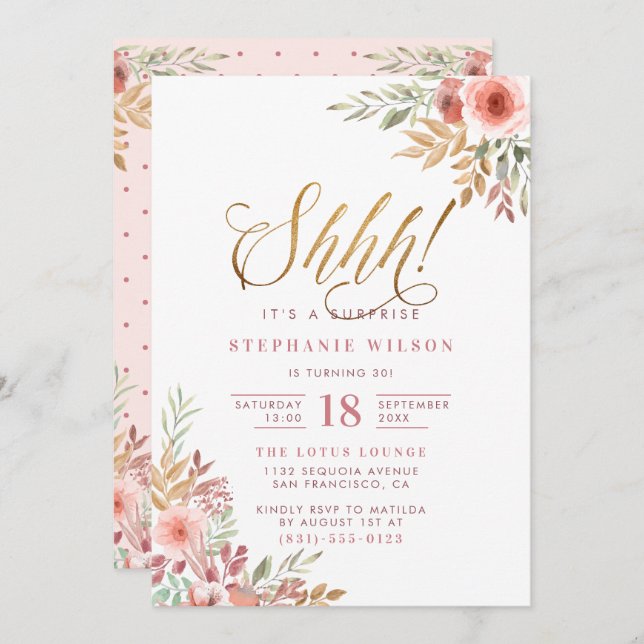 Schah! Es ist eine Überraschung | Modern Script Bi Einladung (Vorne/Hinten)