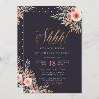 Schah! Gold Glitzer Script Überraschung Geburtstag Einladung