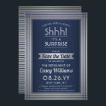 Schah! Party für Überruhestand Elegante Navy Blue Save The Date<br><div class="desc">Kannst du ein Geheimnis behalten haben? Laden Sie Kollegen, Mitarbeiter, Familie und Freunde zu einer eleganten und aufregenden Überraschungsfeier in den Ruhestand mit maßgeschneiderten marineblau und Imitats silberne Folie Save the Date Party Einladungen. Alle Formulierungen auf dieser Vorlage ist einfach zu personalisieren, einschließlich der Nachricht, dass "Shhh! Es ist ÜBERRASCHEND."...</div>