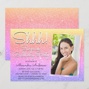 Schah! Überraschung Rainbow Birthday Party Foto Einladung