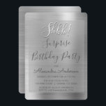 Schah! Überraschung Silver Geburtstagsparty Einladung<br><div class="desc">Schah! Überraschung Geburtstagsparty Silber Imitate poliert Metall-Metallic Foil Girly Einladungen Geburtstag. Die "Modern and Chic Surprise Birthday Party Invitations" verwendet die beliebte handgeschriebene Typografie und sind perfekt,  um Gäste zu einer mädchenhaften Überraschung Geburtstagsparty einzuladen. Wenn Sie weitere passende Artikel benötigen,  wenden Sie sich bitte an den Designer.</div>