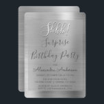 Schah! Überraschung Silver Geburtstagsparty Einladung<br><div class="desc">Schah! Überraschung Geburtstagsparty Silber Imitate poliert Metall-Metallic Foil Girly Einladungen Geburtstag. Die "Modern and Chic Surprise Birthday Party Invitations" verwendet die beliebte handgeschriebene Typografie und sind perfekt,  um Gäste zu einer mädchenhaften Überraschung Geburtstagsparty einzuladen. Wenn Sie weitere passende Artikel benötigen,  wenden Sie sich bitte an den Designer.</div>
