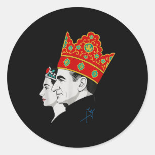 Schah und Farah Pahlavi Javid Schah Runder Aufkleber