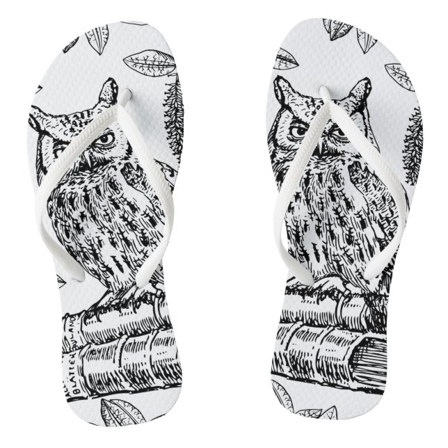 Schale auf Büchern (Schwarz und Weiß) Flip Flops (Fußbett)