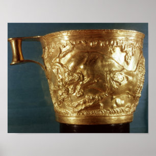 Schale, einen aufladenstier darstellend poster