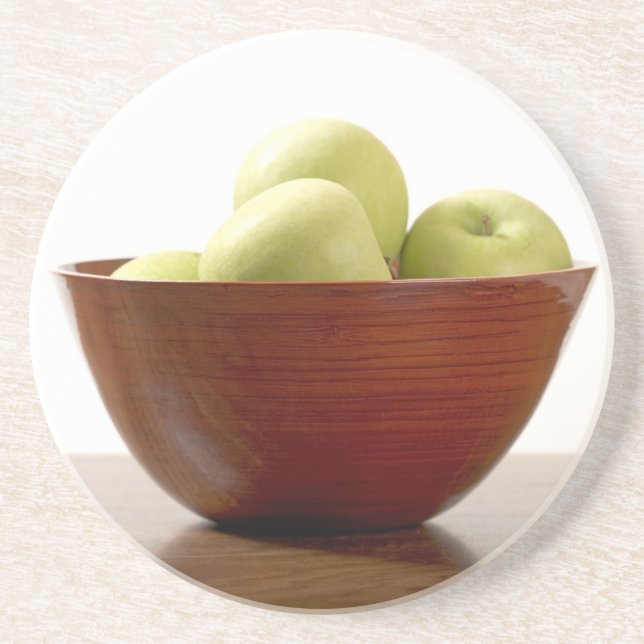 Schale mit Apfel Sandstein Untersetzer (Vorne)