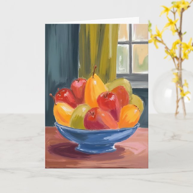 Schale mit Früchten Aquarellmalerei Karte (Gelbe Blume)