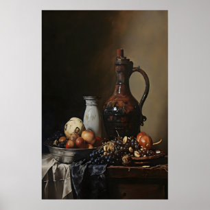 Schale mit Früchten Dark Academia, antike Malerei Poster