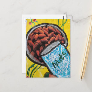 Schale mit Nüssen Mixed Media Collage Postkarte