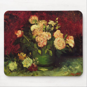 Schale mit Pfingstrosen und Rose, Vincent van Gogh Mousepad