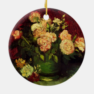 Schale mit Pfingstrosen und Rosen von Vincent van  Keramik Ornament