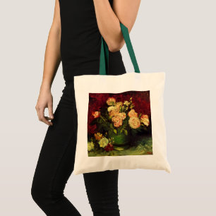 Schale mit Pfingstrosen und Rosen von Vincent van  Tragetasche