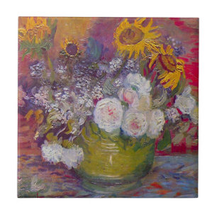 Schale mit Sonnenblumen und Rosen von Vincent van  Fliese