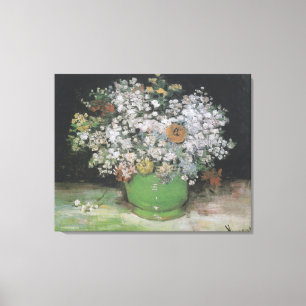 Schale mit Zinnias und anderen Blume Leinwanddruck