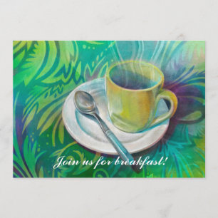 Schale und Löffel gegen einen coolen analogen Einladung