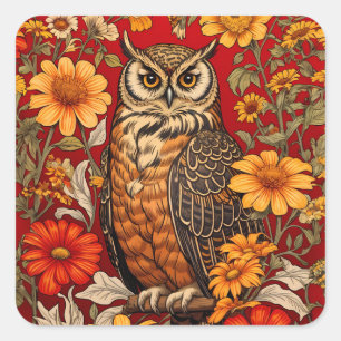 Schale und Zinnia-Blume Quadratischer Aufkleber