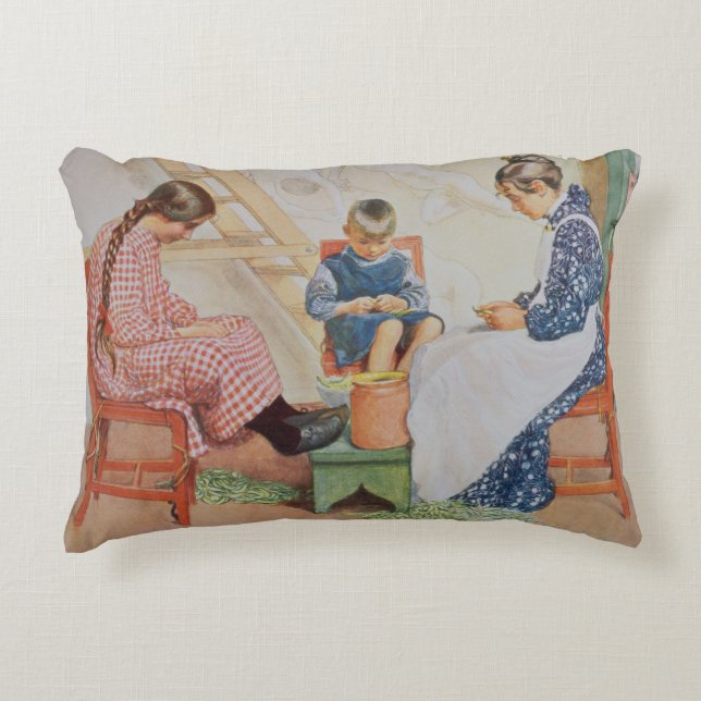 Schälen der Erbsen, Kneipe. in "Lasst Licht Hinin" Dekokissen (Vorderseite)