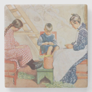 Schälen der Erbsen, Kneipe. in "Lasst Licht Hinin" Steinuntersetzer