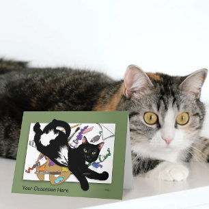Schalkhafte Grüne Freche Siamkatze Lustig Karte