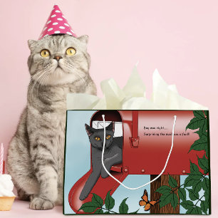Schalkhafte rote Briefkastenkatze Humor Große Geschenktüte