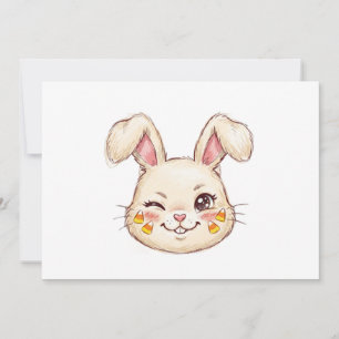 Schalkhafter zwinkernden Hase Candy Corn Gesicht S Einladung